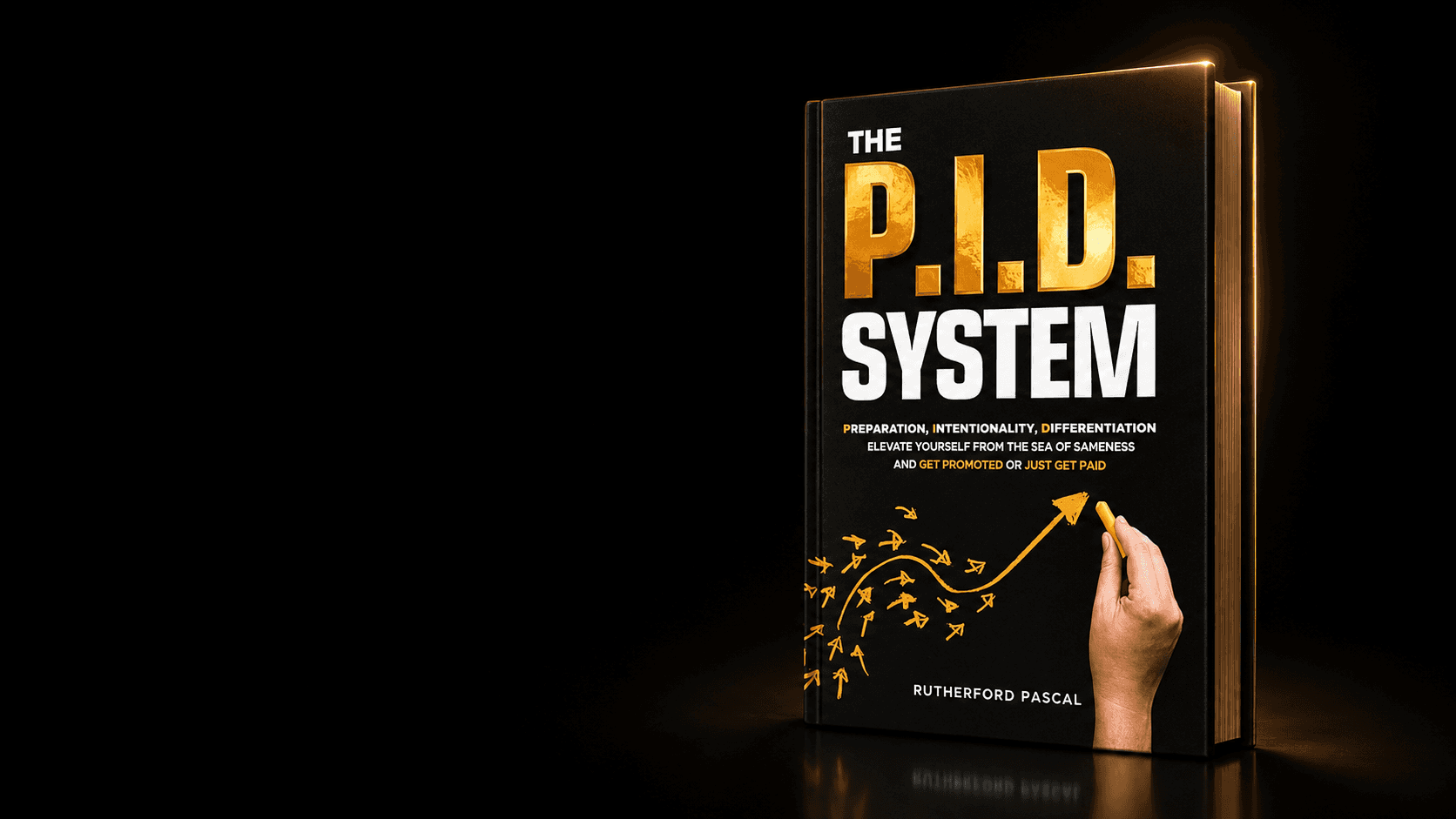 The PID System, a black-and-gold hardcover book standing on a dark surface